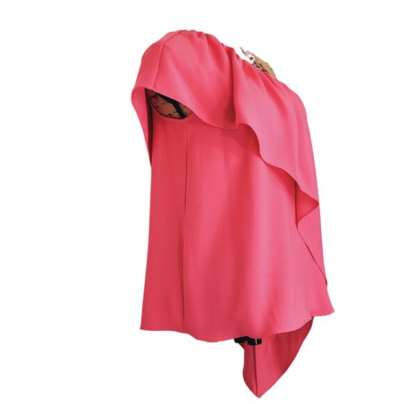 Trina Turk One Shoulder Ruffle Satisfied Pink Top Size Small NWT - Picture 7 of 12